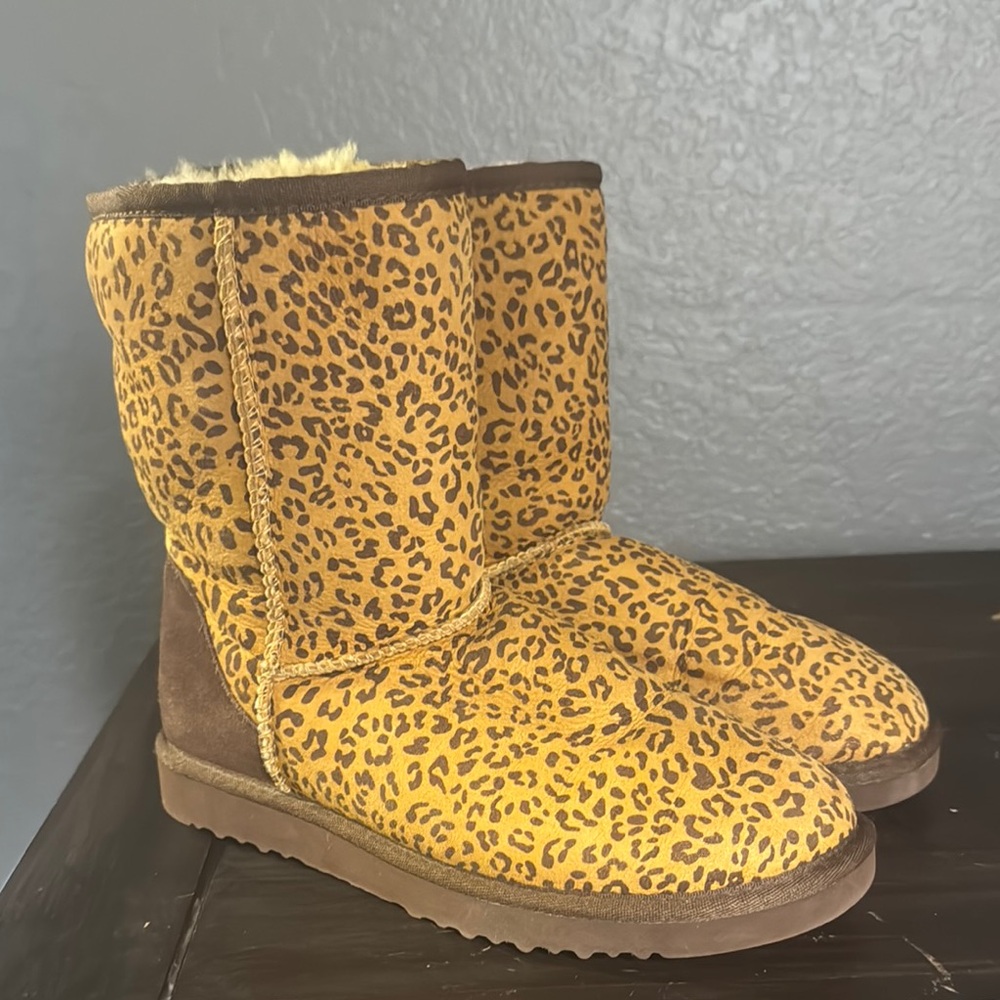 Leopard Print Shearling Boots